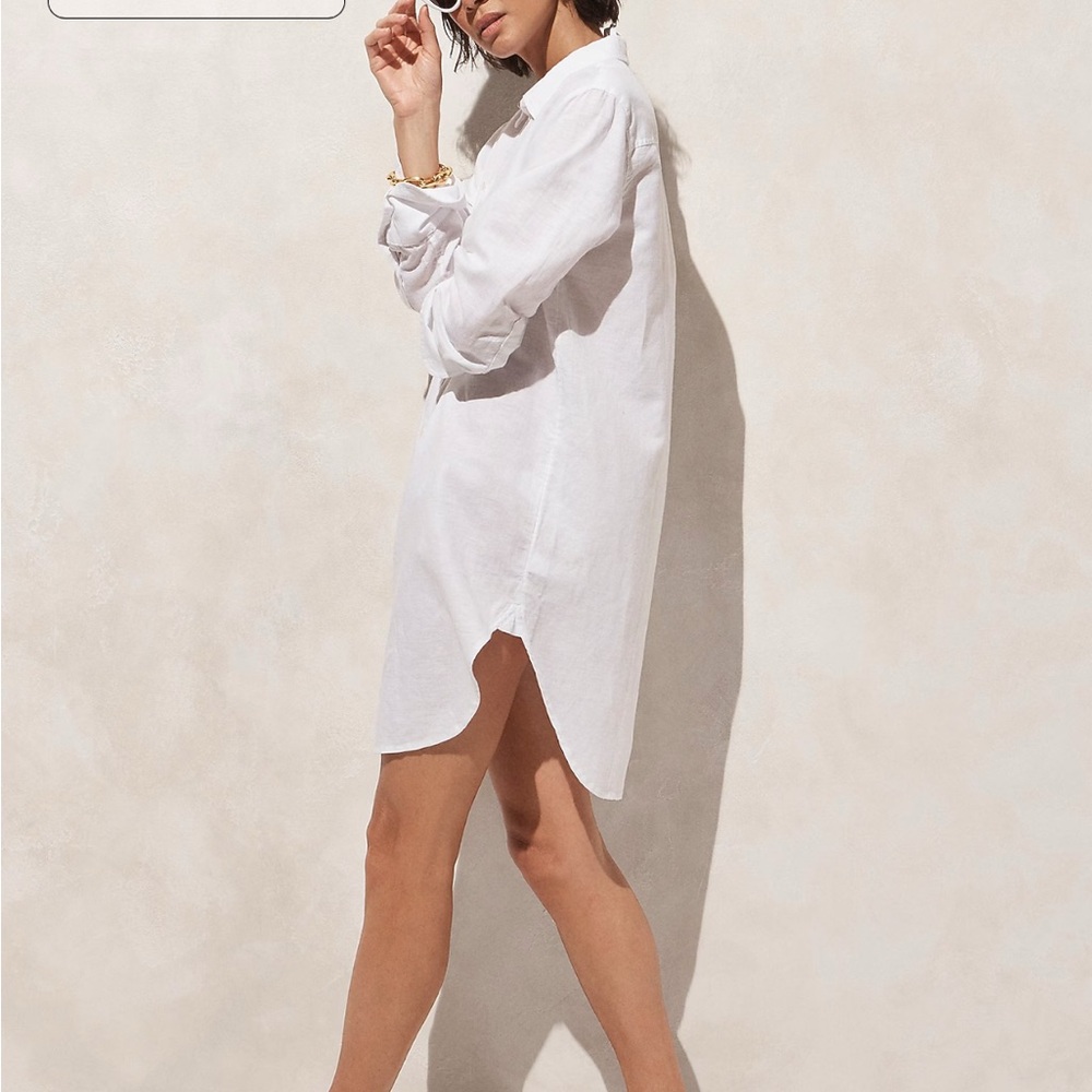 J. CREW White linen cotton Button-Up Shirt tunic Dress plus size 3X